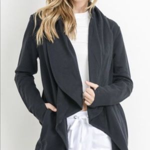 Open Front Longline Flow Cardigan - Black